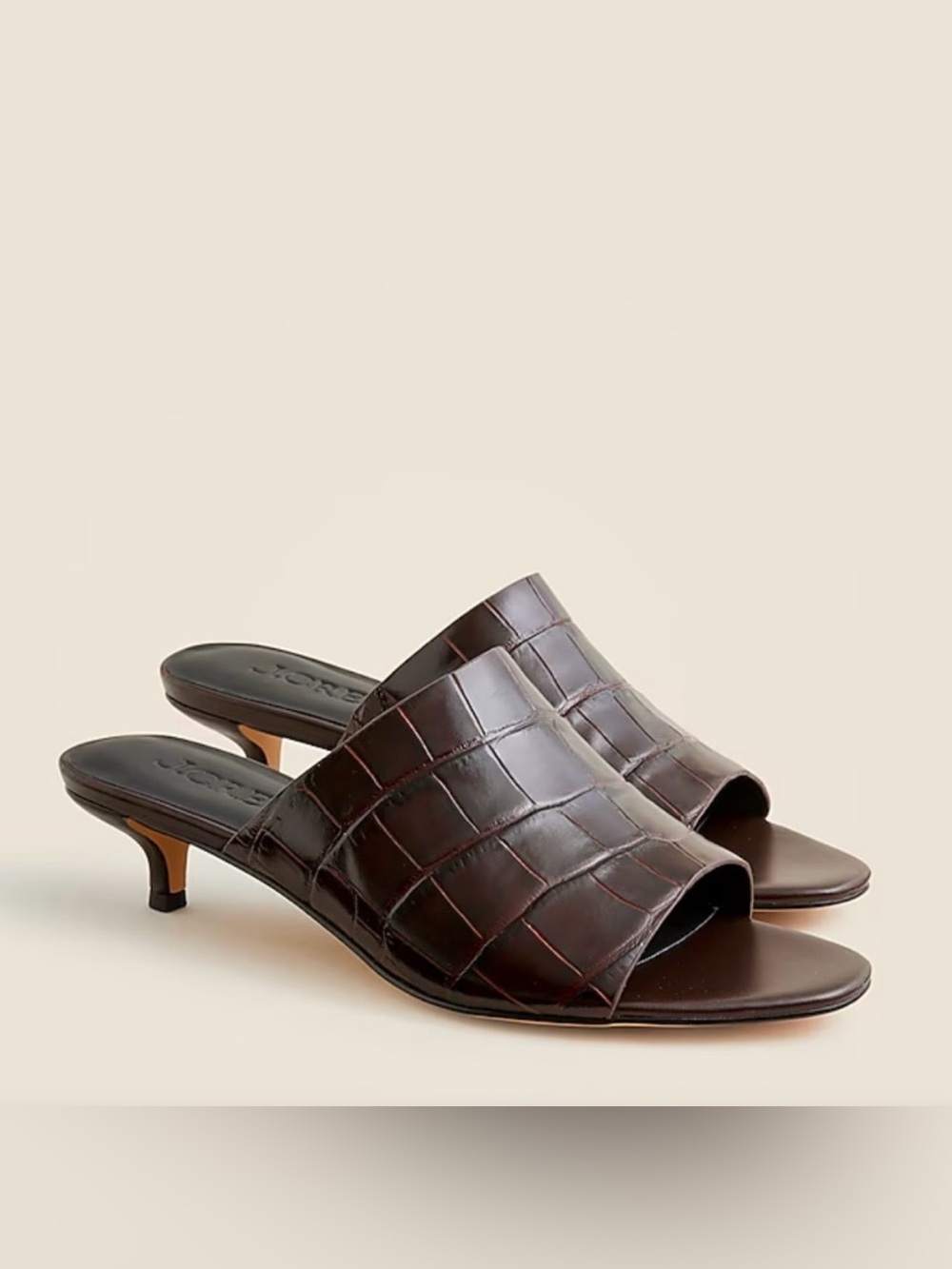 NEW J. Crew Wide-strap mule heels in Italian croc-embossed leather CH308 10.5